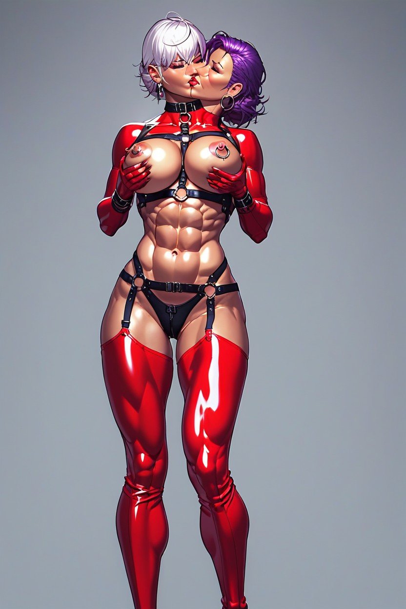 Abs, Red Latex Boots On Maryl, 딱 맞는 체형헨타이 AI 포르노