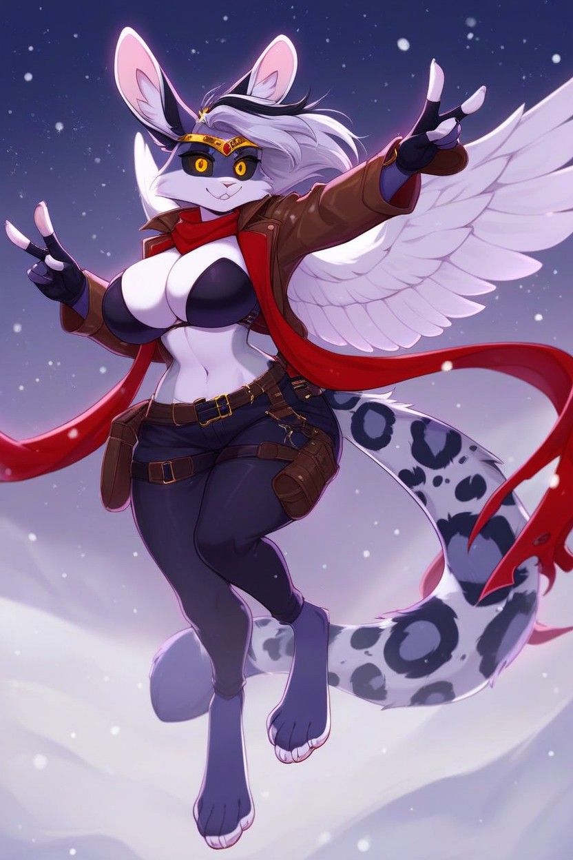 Raccoon Markings, Cosmic Tail Tip, Crane Tail Furry AI Porn