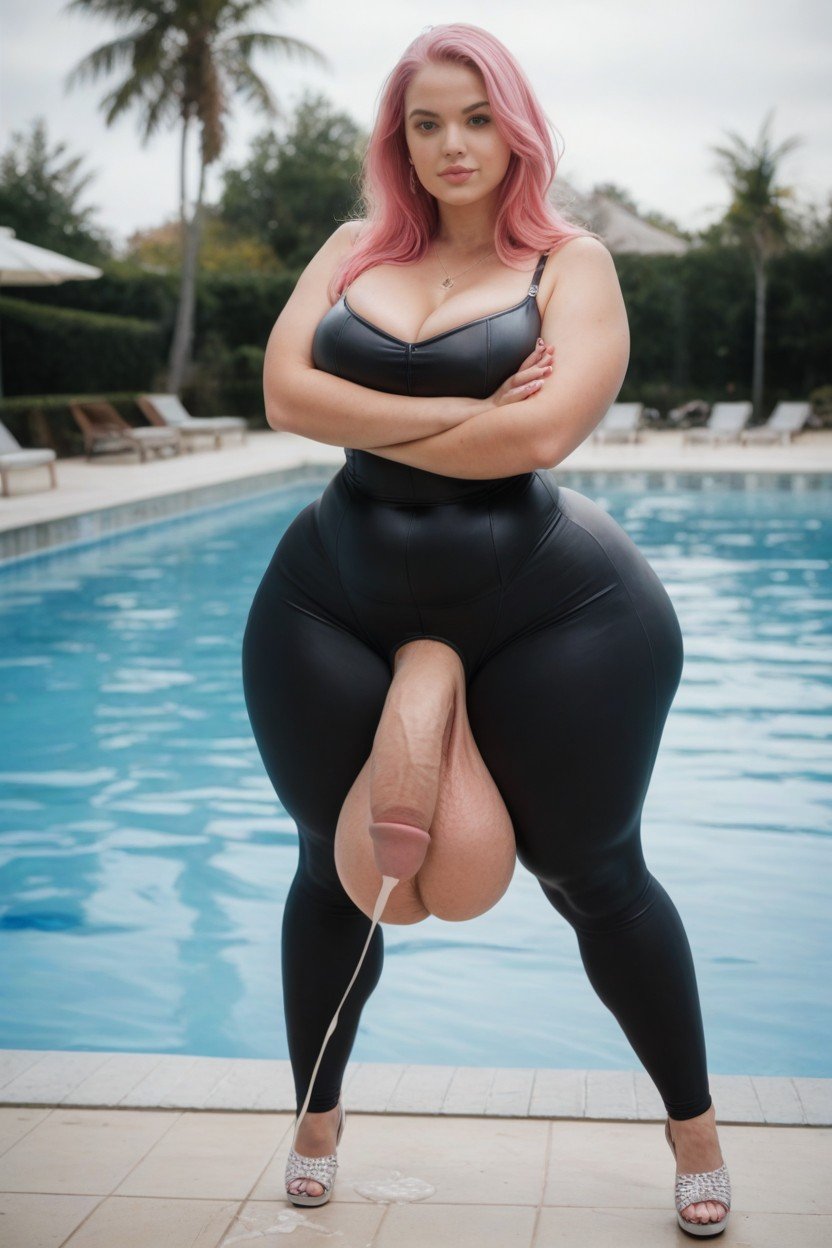 Pink Hair, Hourglass Body, Plump Lips Shemale AI Porn