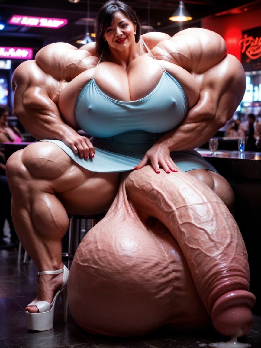 Pre-cum, Muscular, Standing Shemale AI Porn