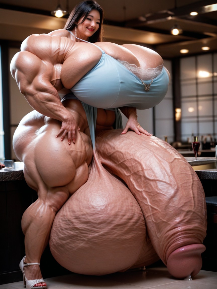 Sweaty, Full Body, Hyper Gigantic Muscles Shemale AI Porn