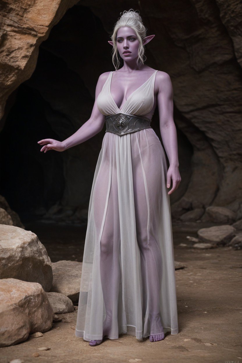 See Through Gown, Purple Grey Skin, Elf EarsPorno IA de transexuales