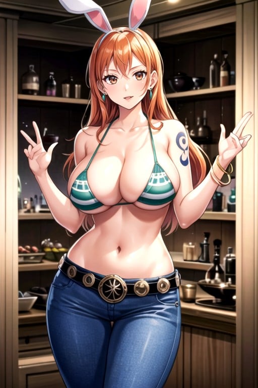 Ganzkörper, Häschen-kostüm, Nami (one Piece)KI Porno