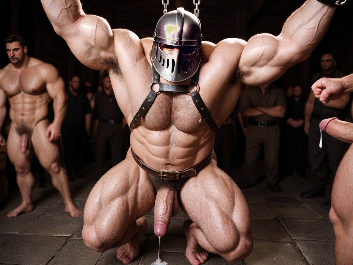 Spread Eagle, Medieval Warriors In The Crowd, Feet On The Ground AI Gay Porn
