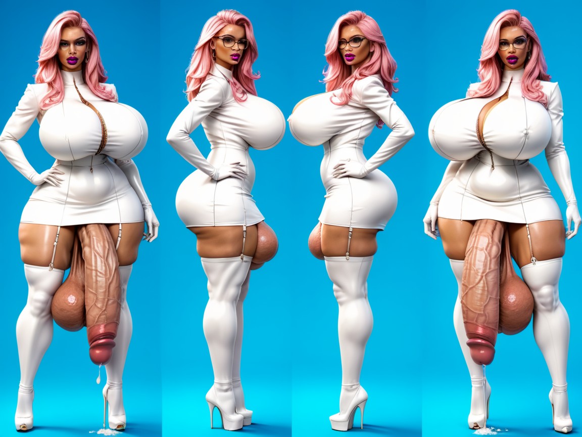 Thick Thighs, Girthy Penis, Hyper Saggy Balls Shemale AI Porn