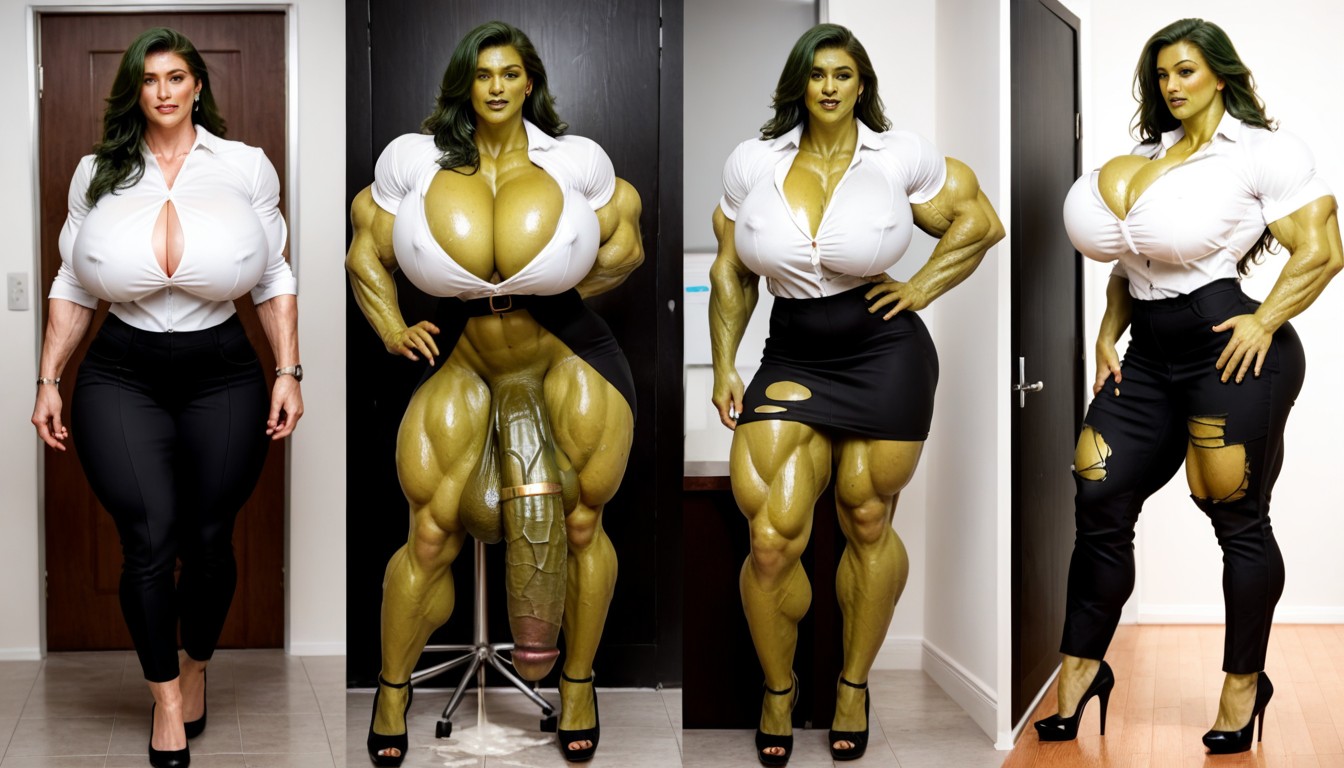 Gigantic Balls, Gold Cock Ring, Extremely Big Muscle Shemale AI Porn