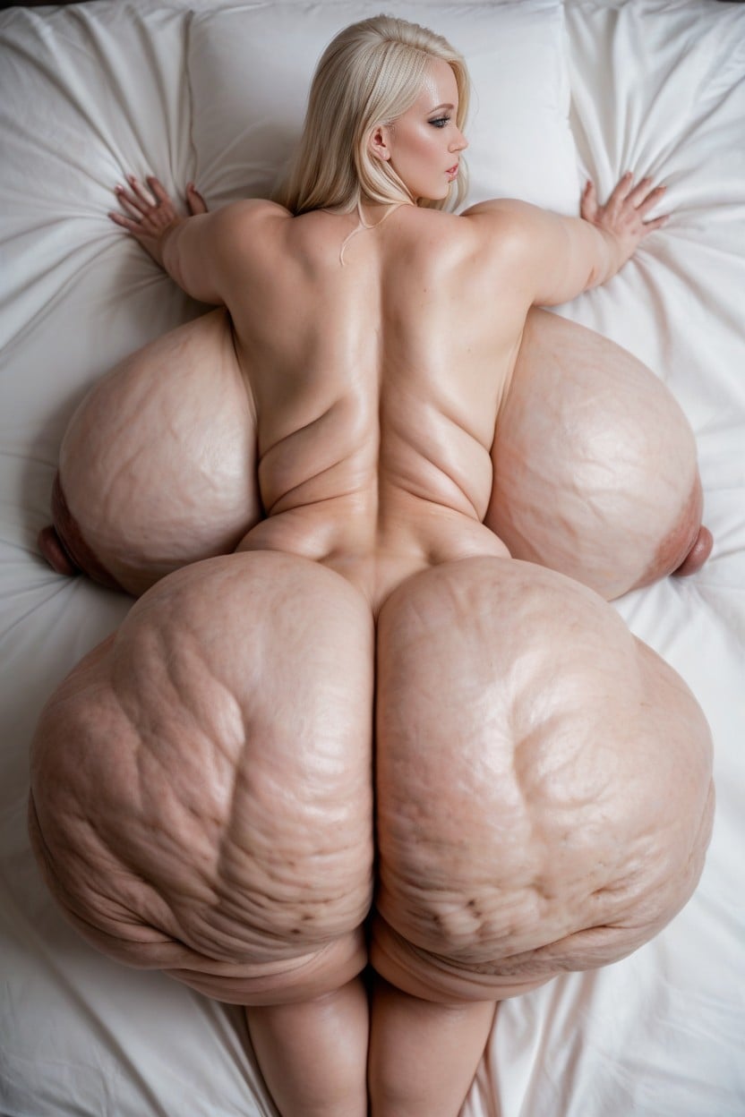 Hyper Exaggerated Long Thick Brown Nipples, Albino, Top Down AI Porn