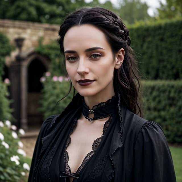 Medieval Garden, Goth Ambient, Vanessa Ives Shemale AI Porn