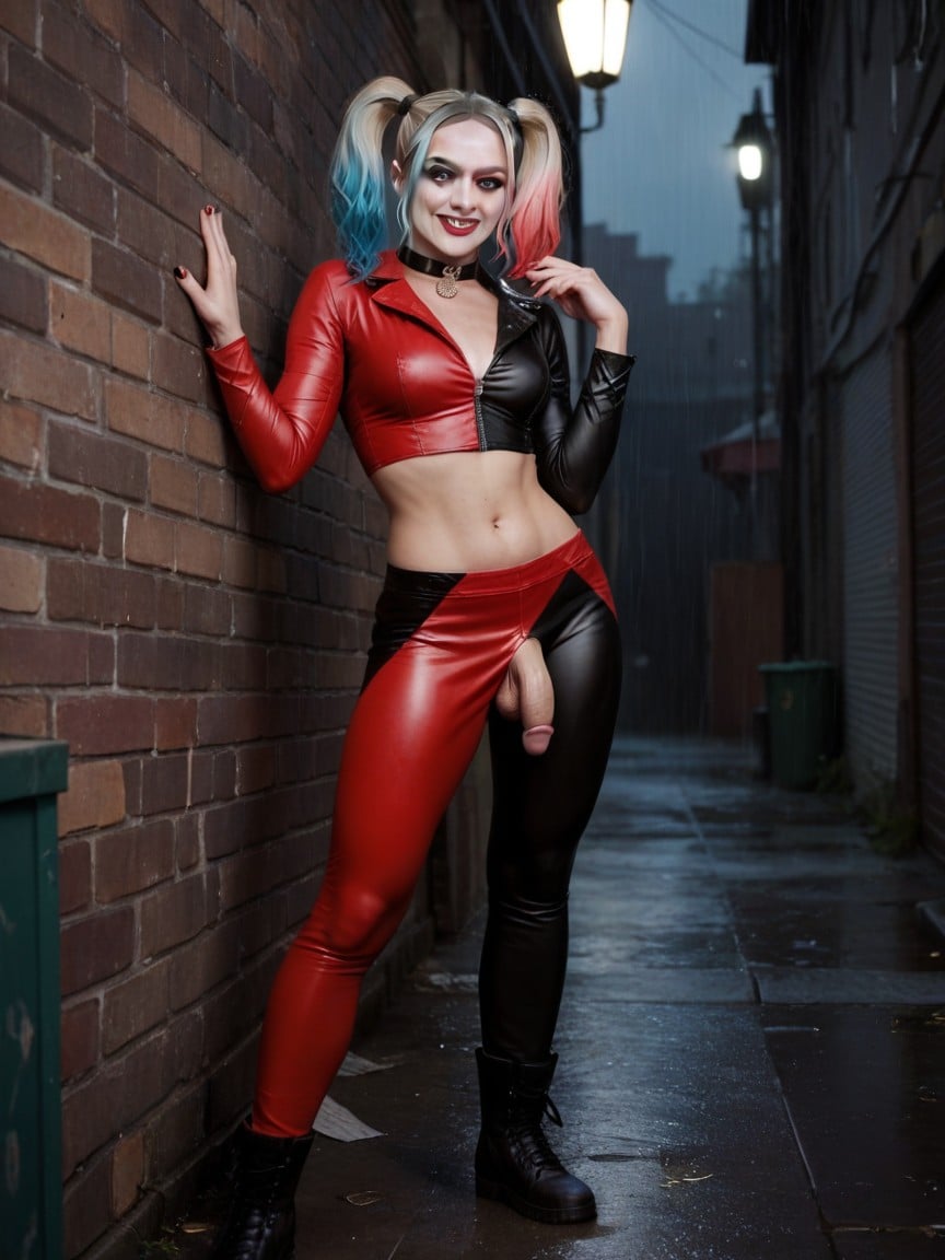 Huge Bulge, Harley Quinn, Harley Quinn Outfit Travesti IA Pornô