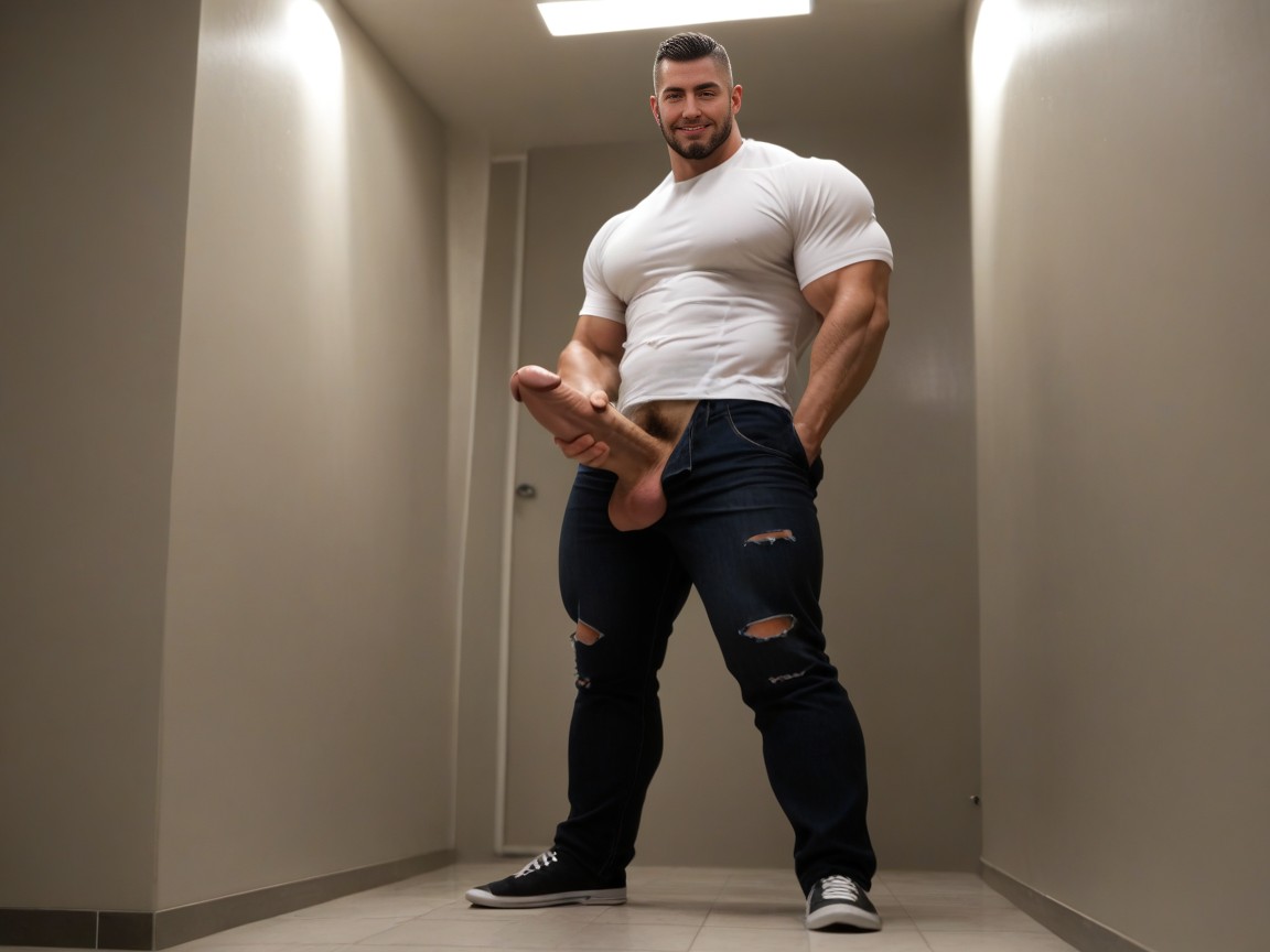 Extreme Muscles, Growth, Black Hair AI Gay Porn
