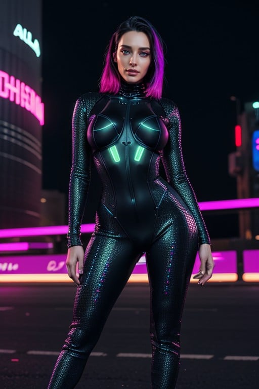 Full Body, Futuristic Slutty Clothes, Form Fitting Clothes Asian AI Porn