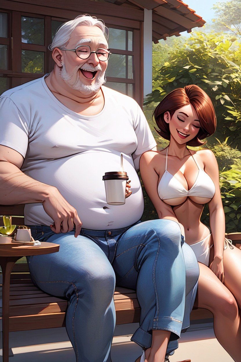 Helen Parr In Oversized Jeans, Laughing, Helen Parr Talking With Old Man Pornografia peluda com IA