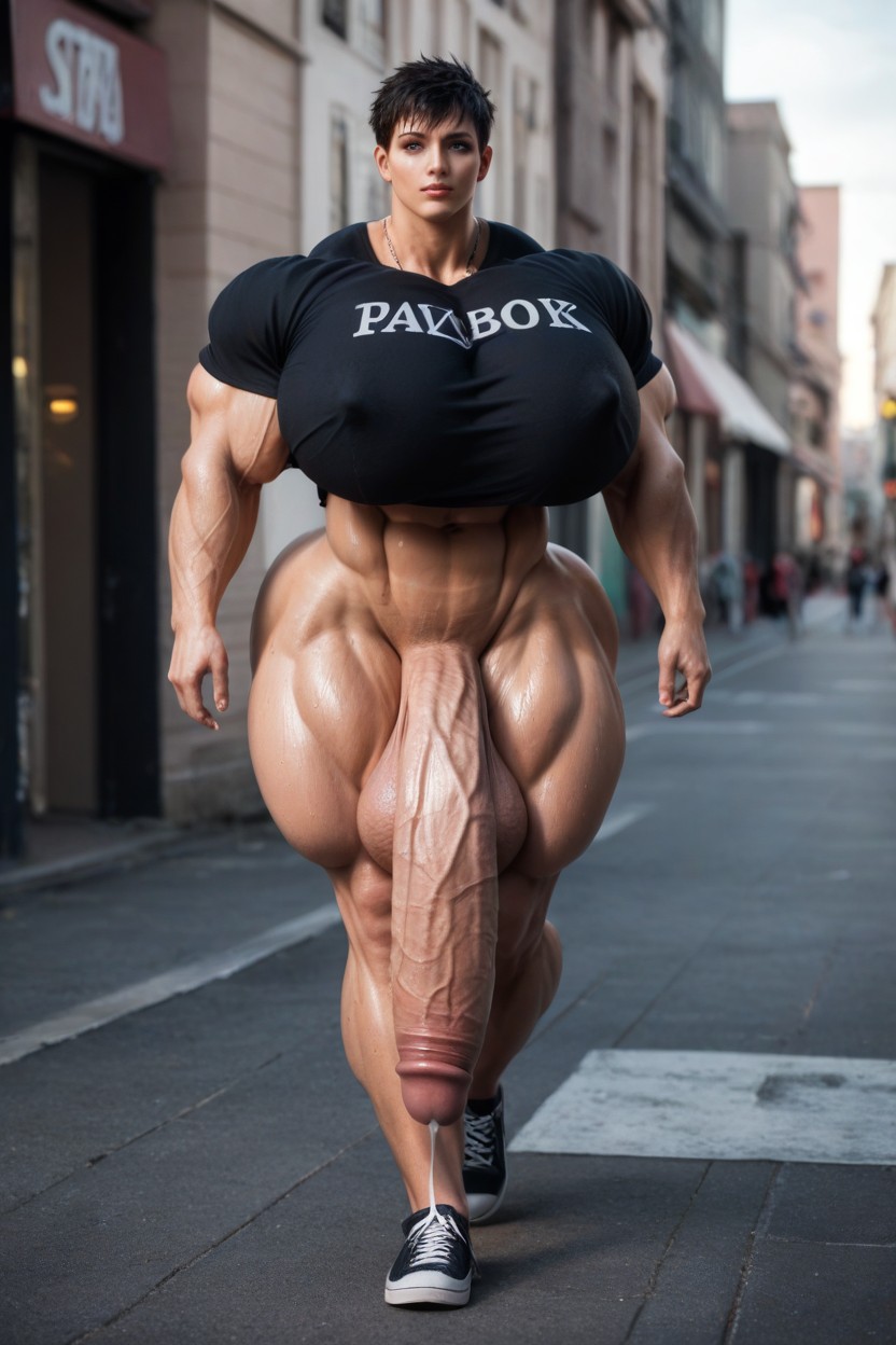 Gigantic Breasts, Precum, Gigantic Muscular Woman Shemale AI Porn