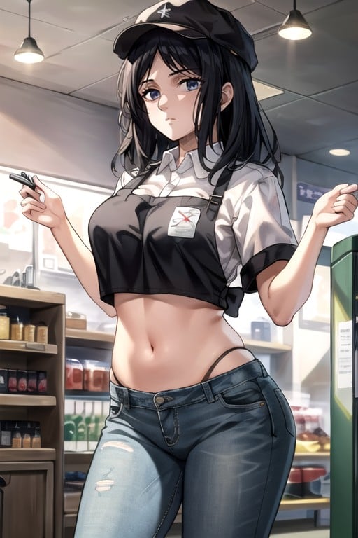 Convenince Store Worker, Thick Lines, Jeans Shemale AI Porn