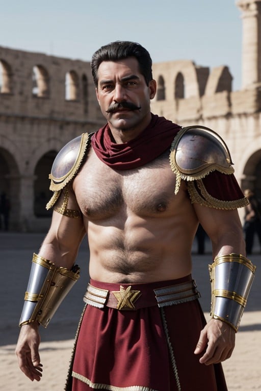 A Healthy And Muscular Comrade Stalin With A Big Mustache, Gladiator Asian AI Porn