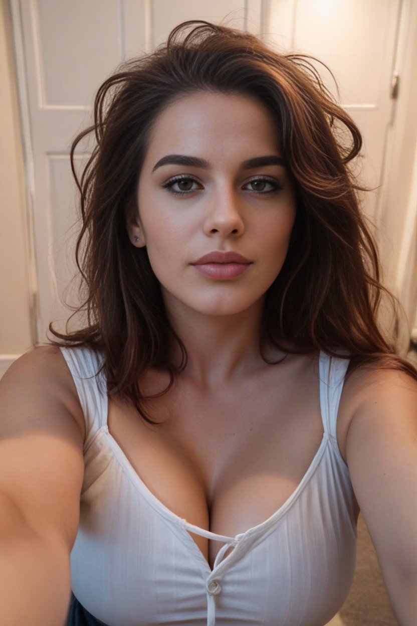 Sexy, Brunette, Messy Hair Shemale AI Porn