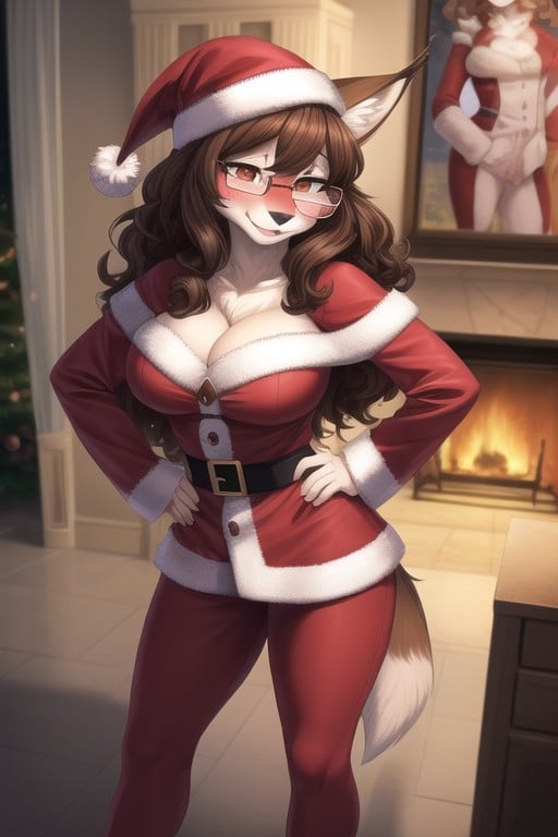 Noël, Bouclé, LunettesPorno IA Furry