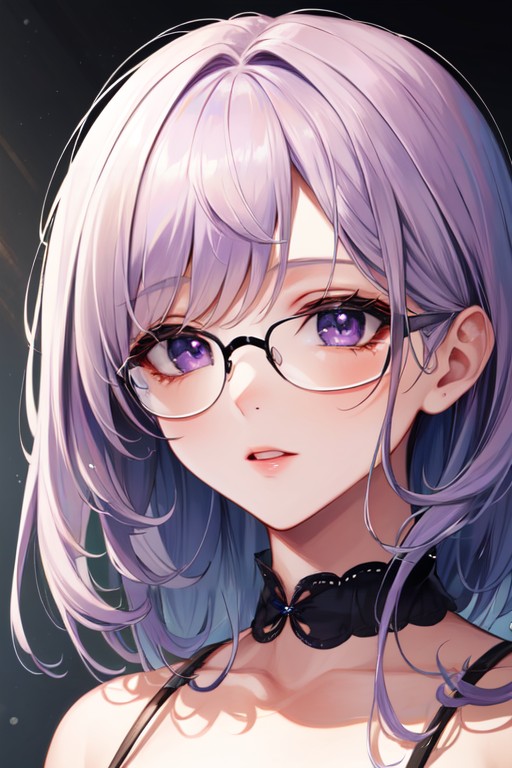 Purple Long Hair, Ahegao, Purple EyesPorno AI