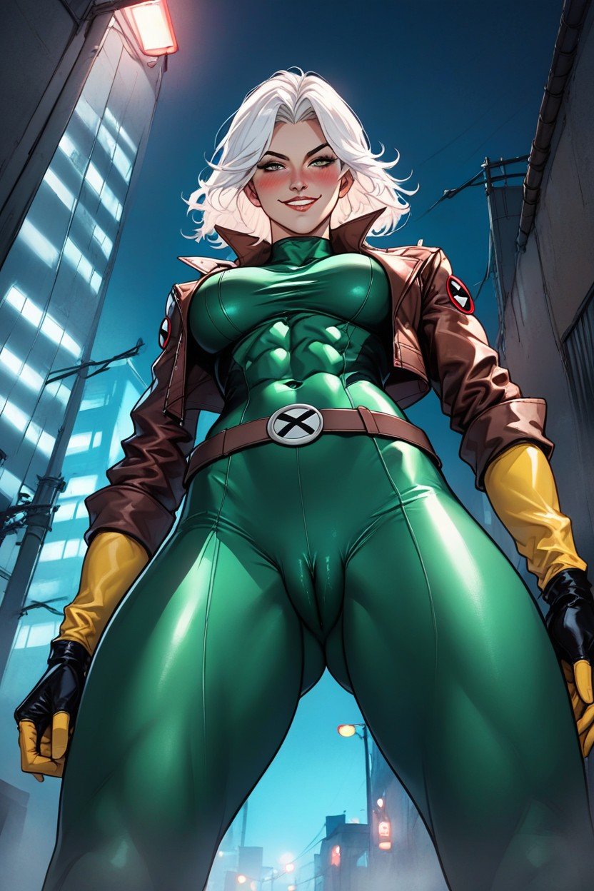 Focus On Cameltoe, Rogue X-men, White Bangs Hair Furry AI Porn