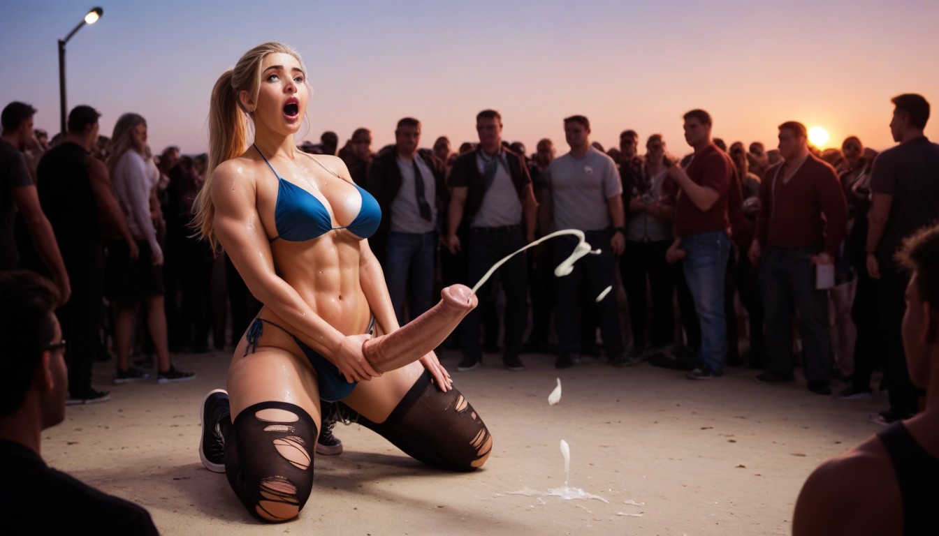Large Breast, Sunset, Arched Back Shemale AI Porn