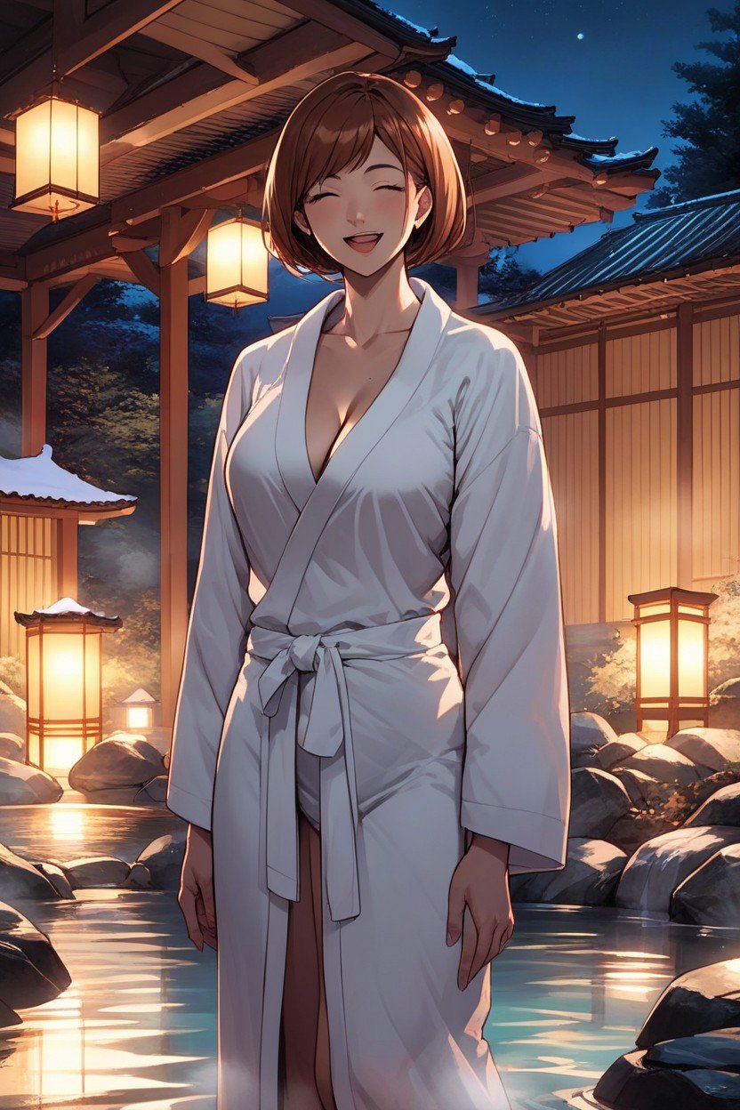 Onsen, Debout, Chie SatonakaPorno IA