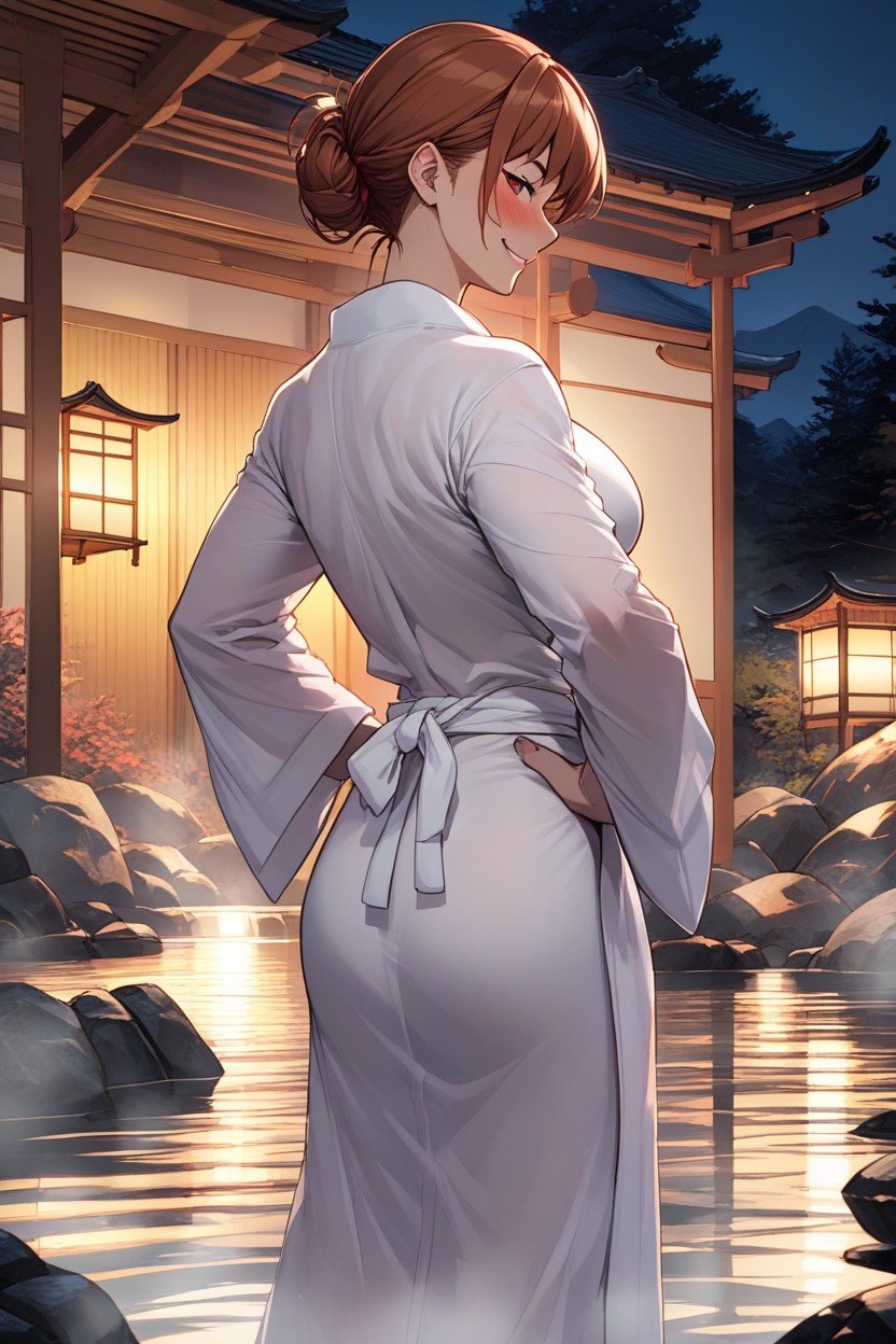 Night, Standing, Bathrobe AI Porn