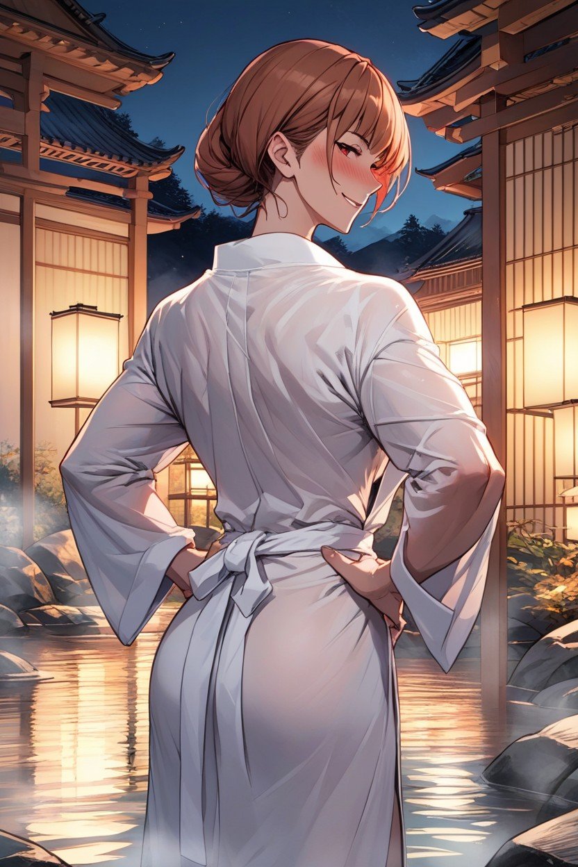 Onsen, Rear View, Night Furry AI Porn