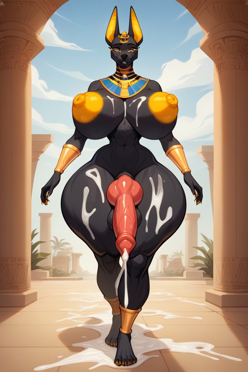 Massive Wide Hips, Golden Nipples, Hyperdick Furry AI Porn