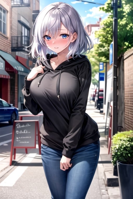 Hoodie, Outdoors, Short Length AI Porn