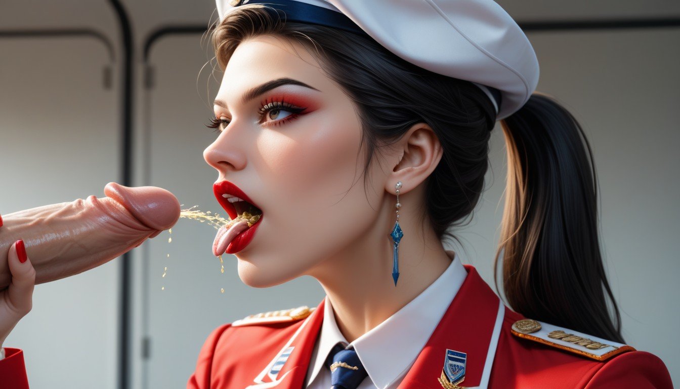 Close Up, Flight Attendant, Ponytail AI Porn