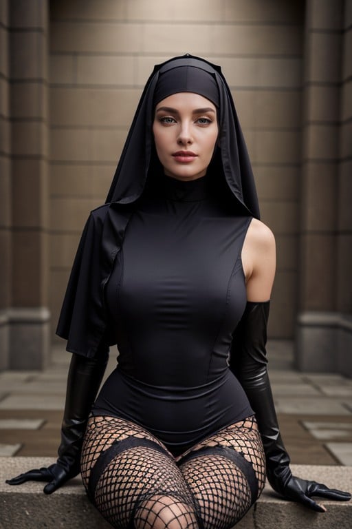 Fishnets, Nun, Nylon Gloves Furry AI Porn