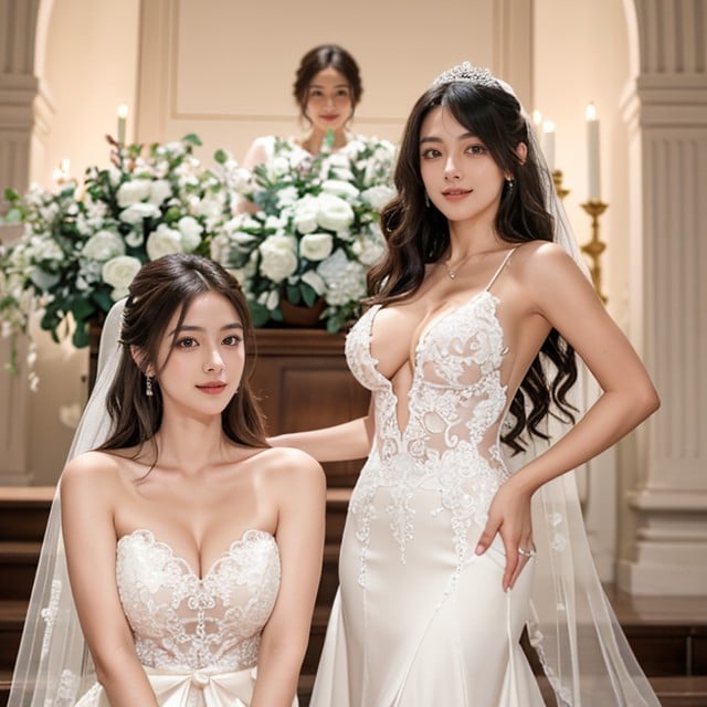 Woman Wearing See Through Wedding Dress, Woman Full Naked, WomenAIポルノ