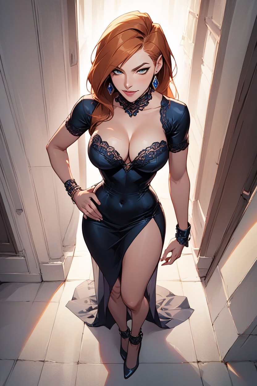 Tight Body, Stylized Face, Lace Choker퍼리 AI 포르노