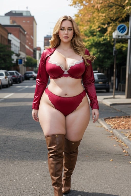 Her Body Is Super Feminine And Plump, Beautiful Face, Her Whole Body Costume Is Pus Size And Has High BootsPorno IA de transexuales