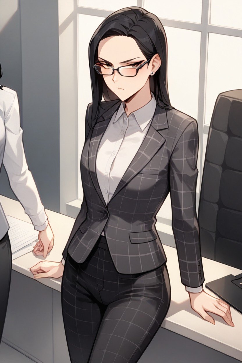 Pouting Woman, Hair Woman, Rimless Glasses WomanニューハーフAIポルノ