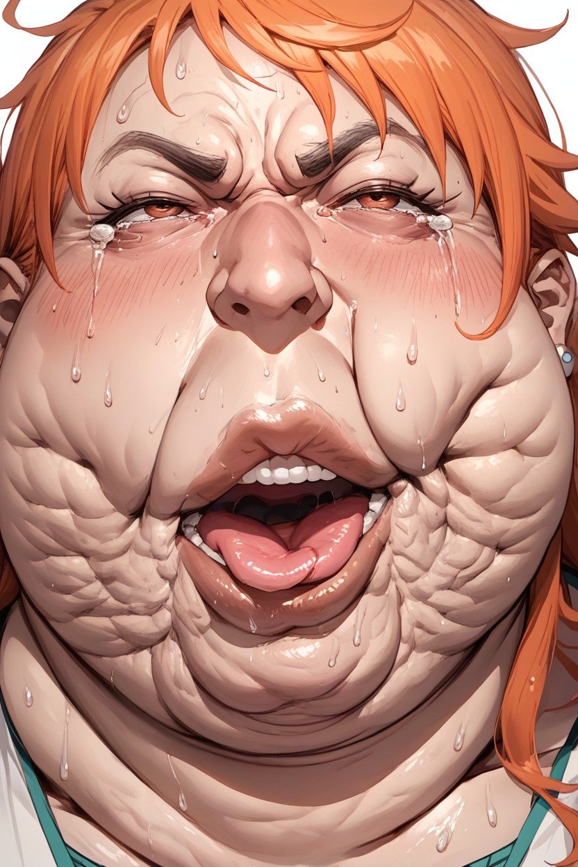 Sweaty, Face Close Up, Morbidly Obese Furry AI Porn