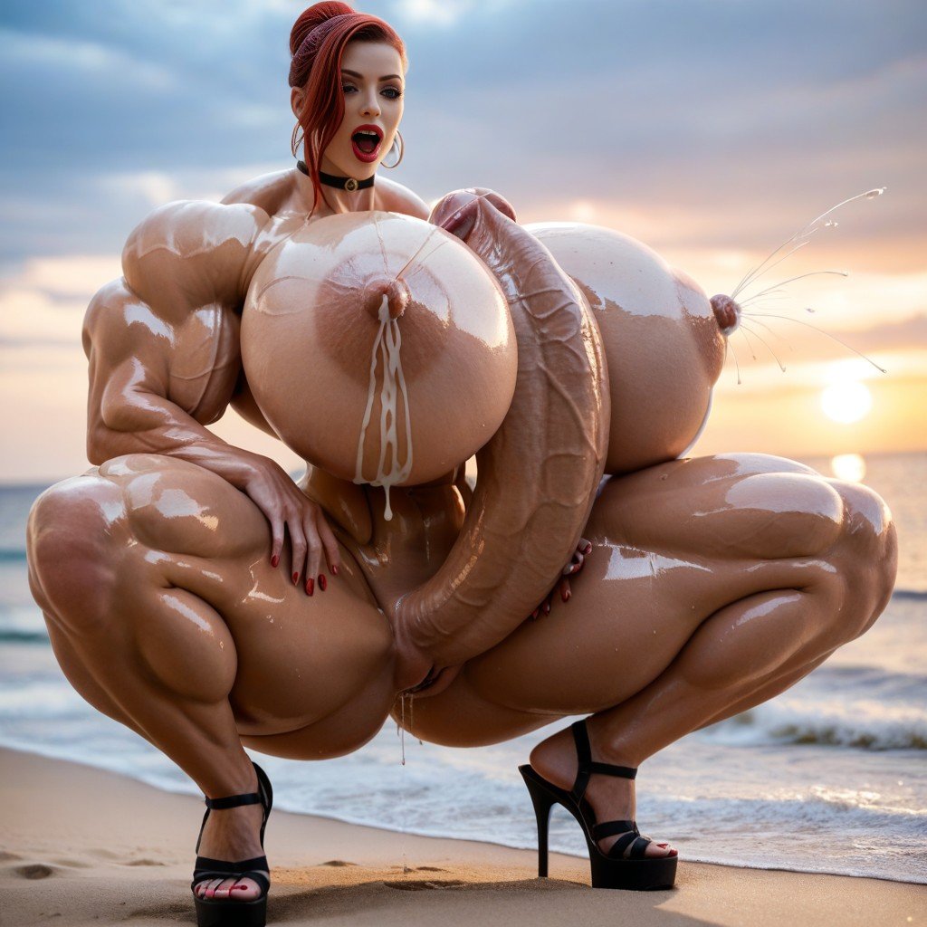 Gigantic Hyper Muscle, Jessica Rabbit Grips Her Excessive Length Super Hyper Cock, 肌肉型人妖AI色情