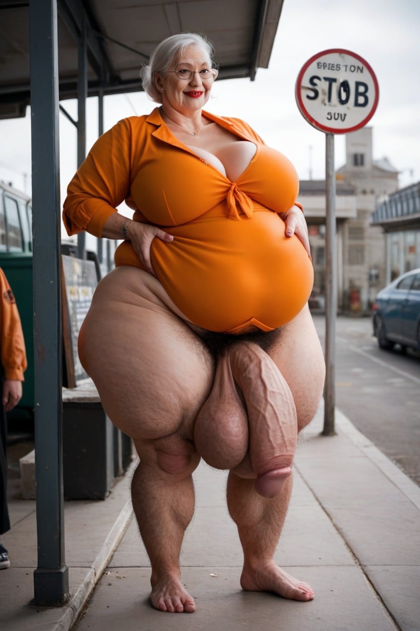 Orange Jumpsuit, 2 People, Fully Clothed Shemale AI Porn