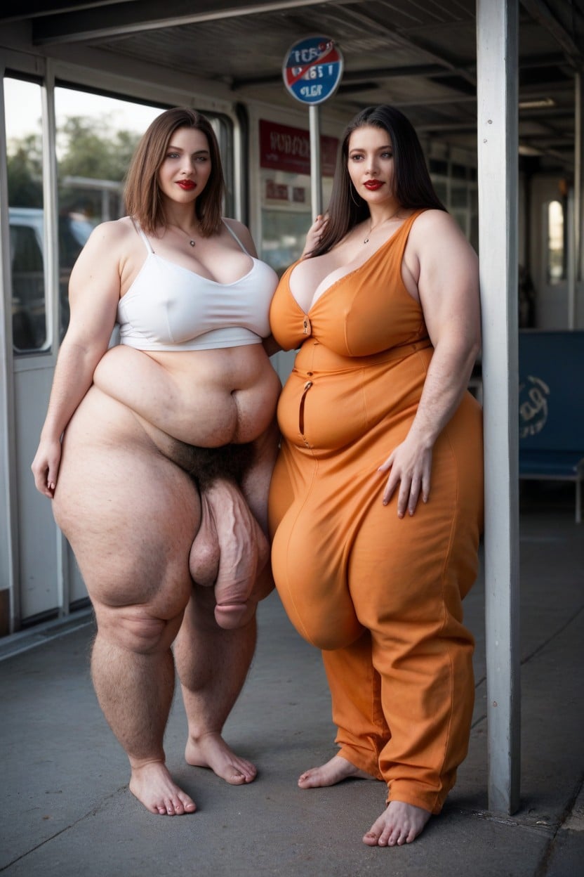 Straight, Big Belly, Hair Down Shemale AI Porn