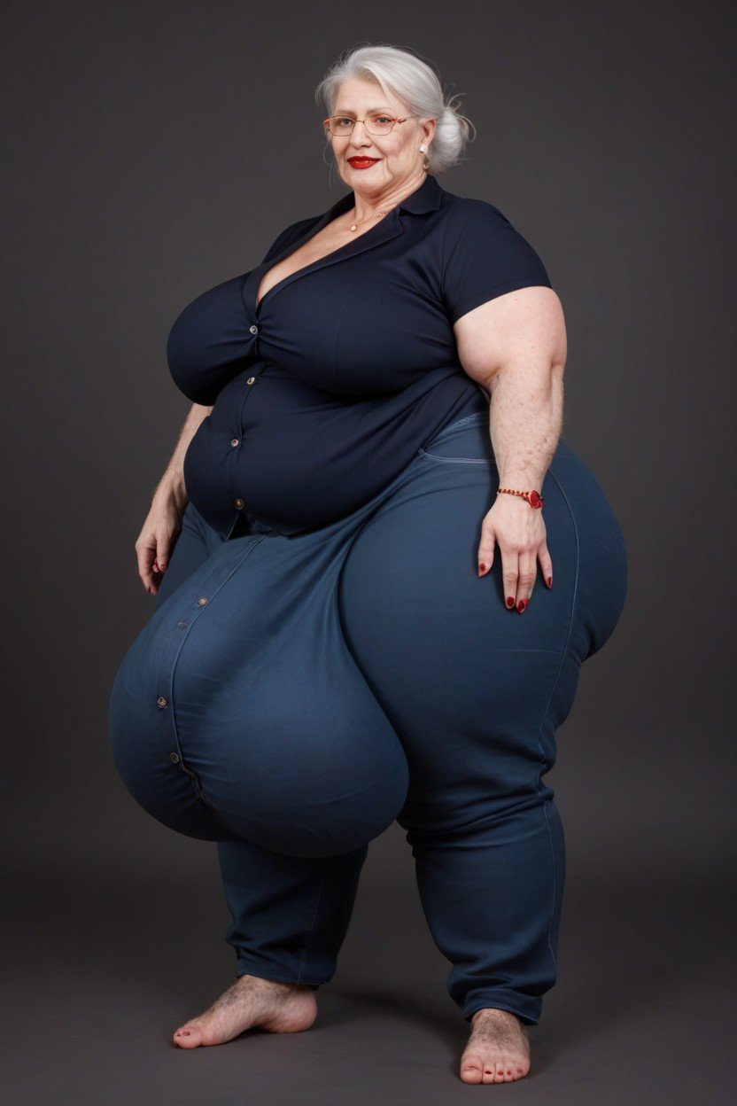 Gigantesco, Giant Tall Futanari, Huge Really Hairy Saggy Balls Obese Travesti IA Pornô