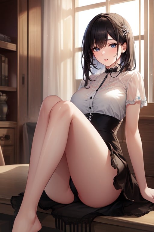 Black Hair, Upskirt With Black PantieAI黃片