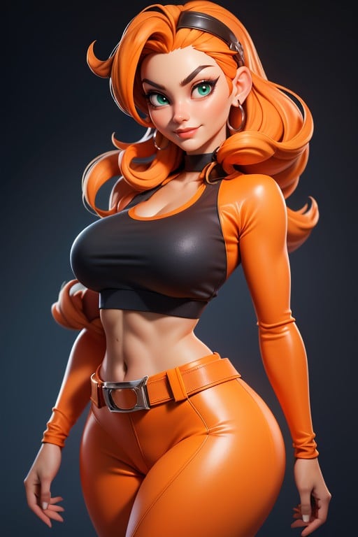 Long Hair, Orange Sport Bra, Fantastic Four AI Porn