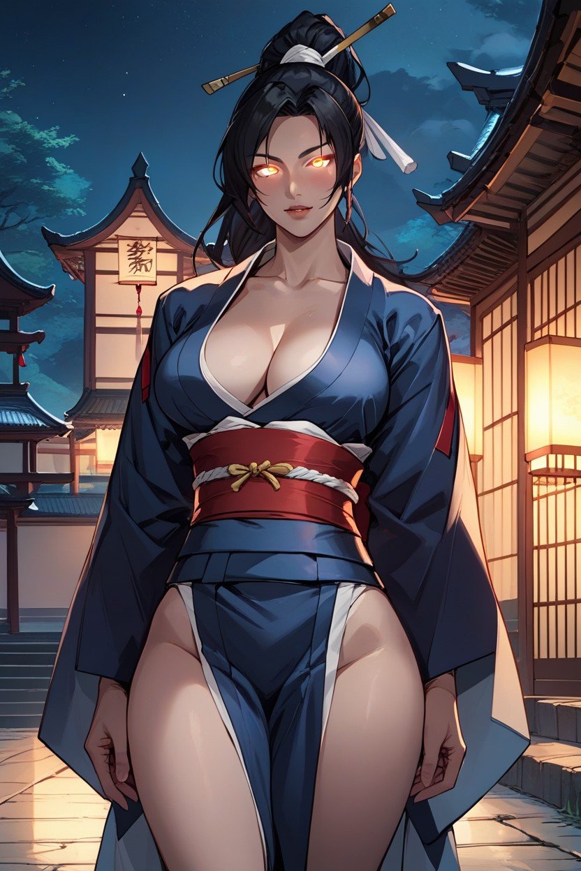 Kimono Blue, Hair, Legs ExposedAI黃片