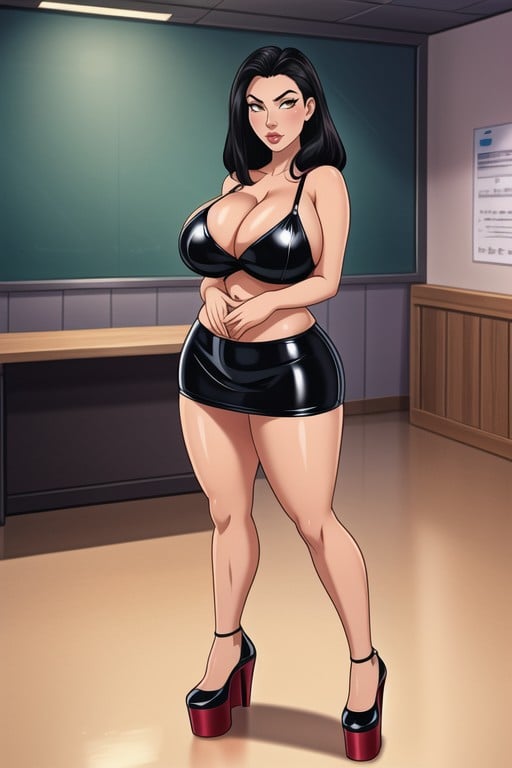 Massive Huge Gigantic Breasts, Standing With An Open Stance, Deep CleavageAI 포르노