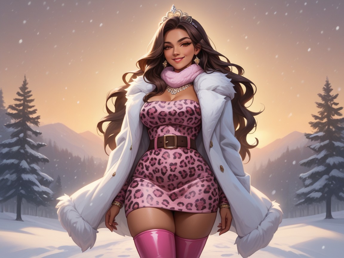 Thick Straight Hair, Snowing, Waist Shot Hentai AI Porn