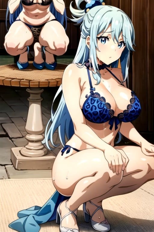 Pet Pose, Aqua From Konosuba, Detailed Screencap AI Porn