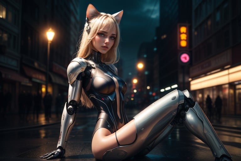 Colourful Outfits, Blonde Hair, Cyberpunk City AI Porn