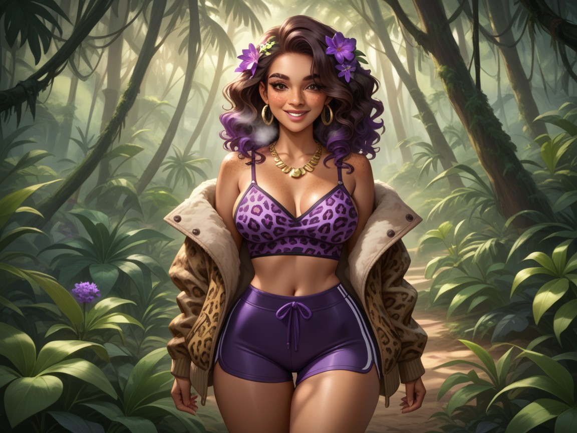 Permed Hair, Latina Woman, Sunset Hentai AI Porn