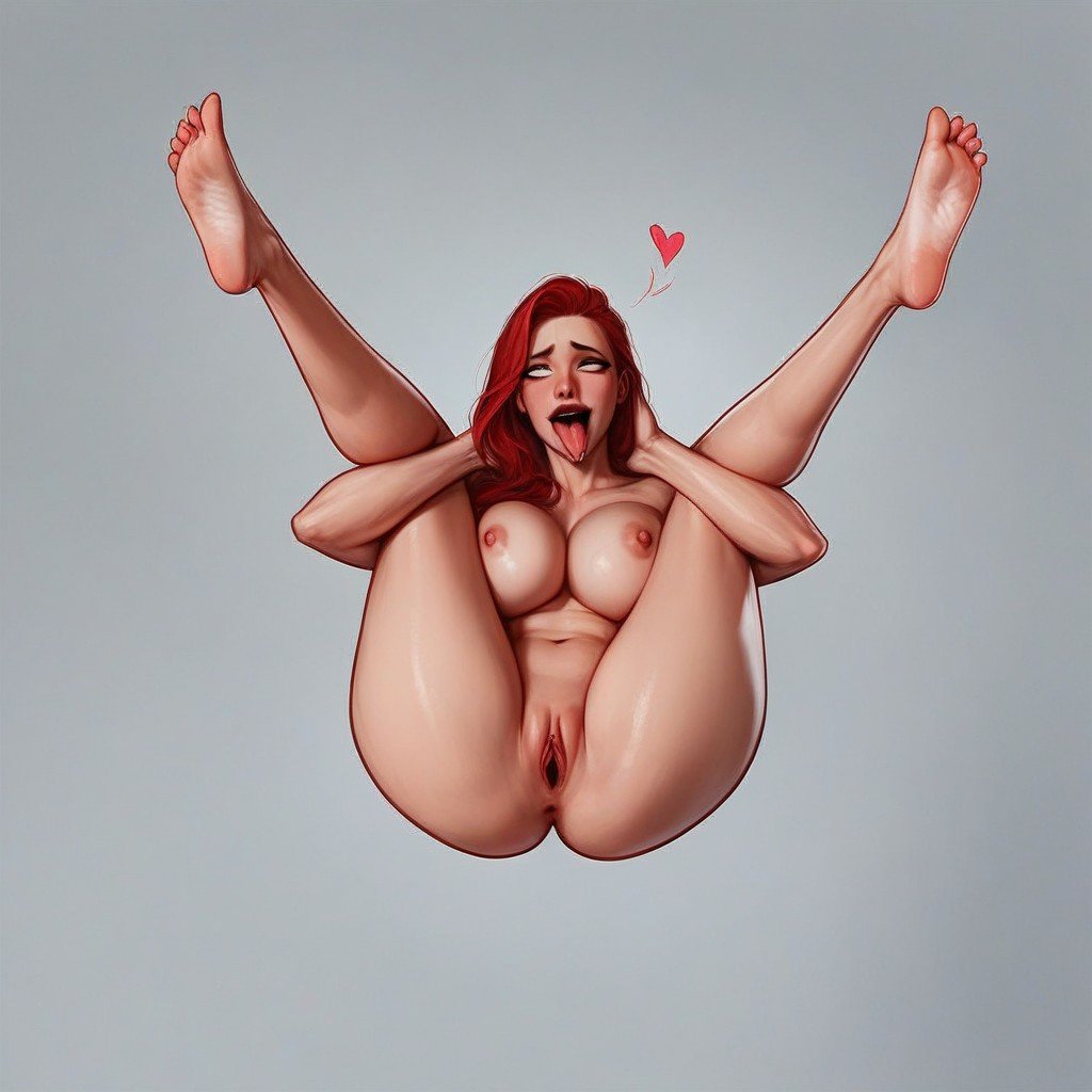 Hovering In Air, Front View, Holding Herself In A Full Nelson Pornografia de IA