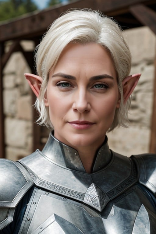 White Hair, Elf Ears, Armor AI Porn